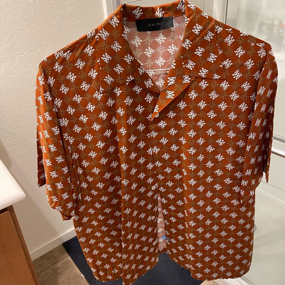 Amiri Rust and White Logo Shirt